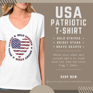 Camiseta USA Bold Stripes Bright Stars Brave Heart
