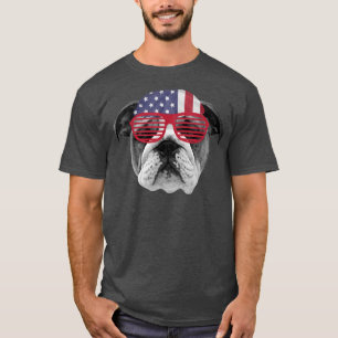 Camiseta USA Bull dog America Bandana And Sunglasses 4th Of