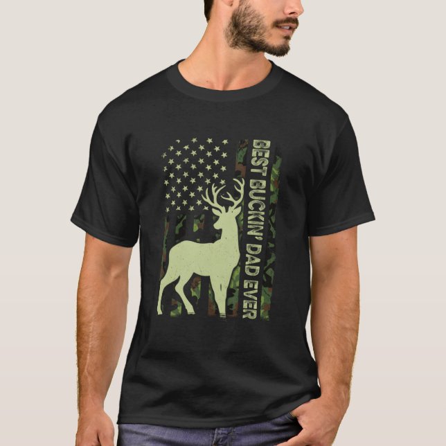 Camiseta Usa Camo Flag Best Buckin' Dad Ever Deer Hunting F (Anverso)