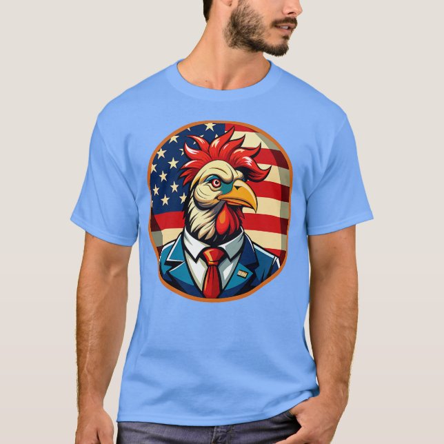 Camiseta usa chicken american red white blue (Anverso)