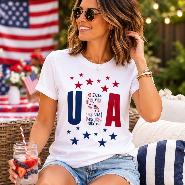 Camiseta USA del 4 de julio con estrellas (Subido por el creador)