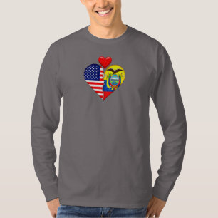Camiseta USA Ecuador Corazón banderas Español Herencia Hisp