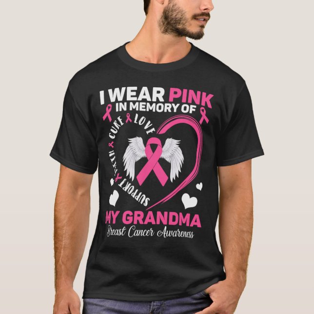 Camiseta Usa El Rosa En Memoria De Mi Abuela, El Cáncer De  (Anverso)