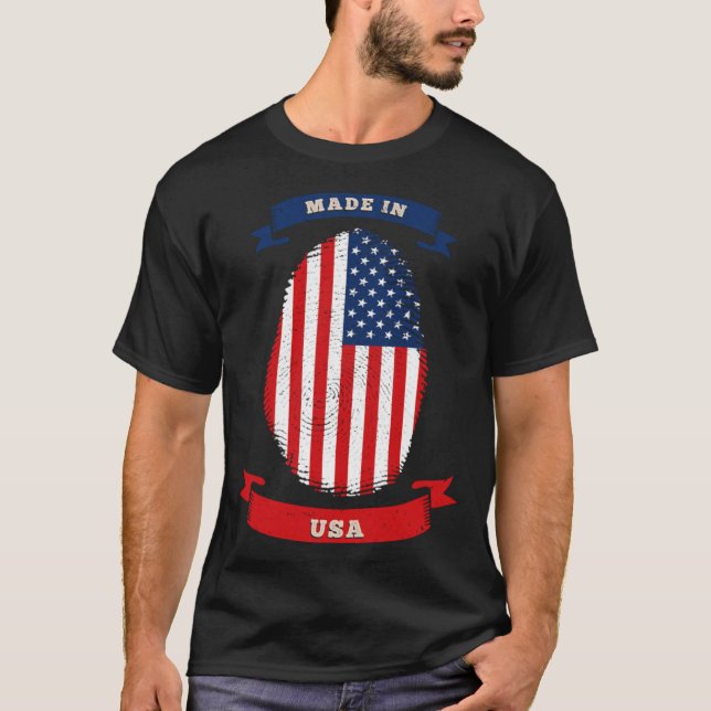 Camiseta USA FINGERPRINT Patriot Americano 4 de Julio Patri (Anverso)