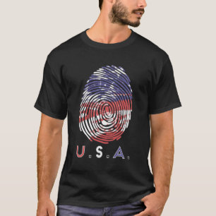 Camiseta Usa Fingerprints Que Soy Un Estadounidense Patriót