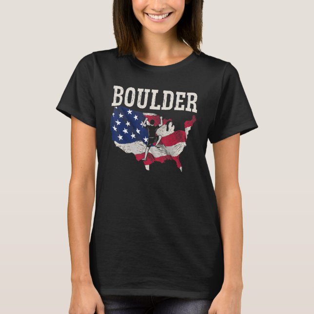 Camiseta USA Flag American Boulderer Rock Climbing Boulderi (Anverso)