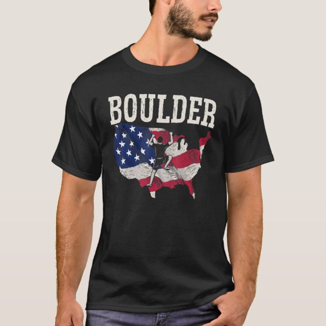 Camiseta USA Flag American Boulderer Rock Climbing Boulderi (Anverso)