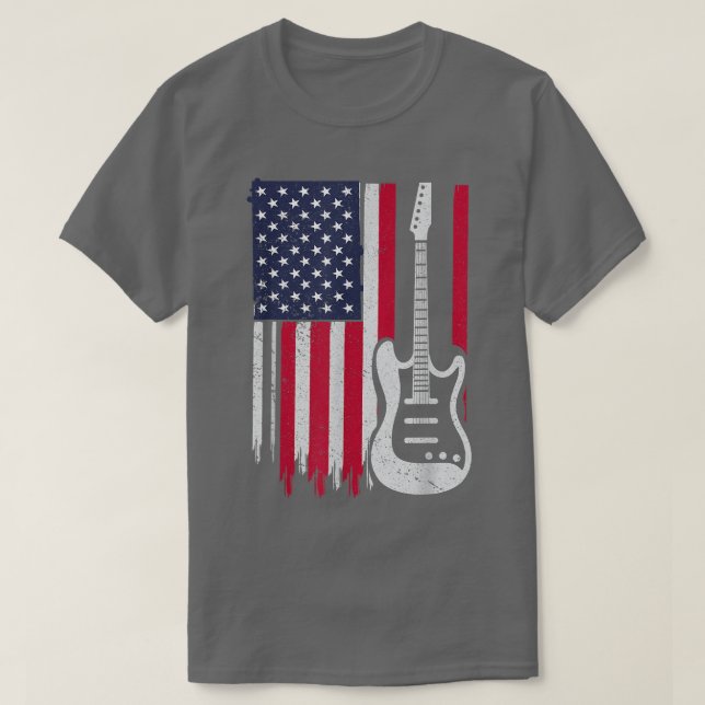 Camiseta USA Flag American Guitar Player Guitarist Musician (Diseño del anverso)