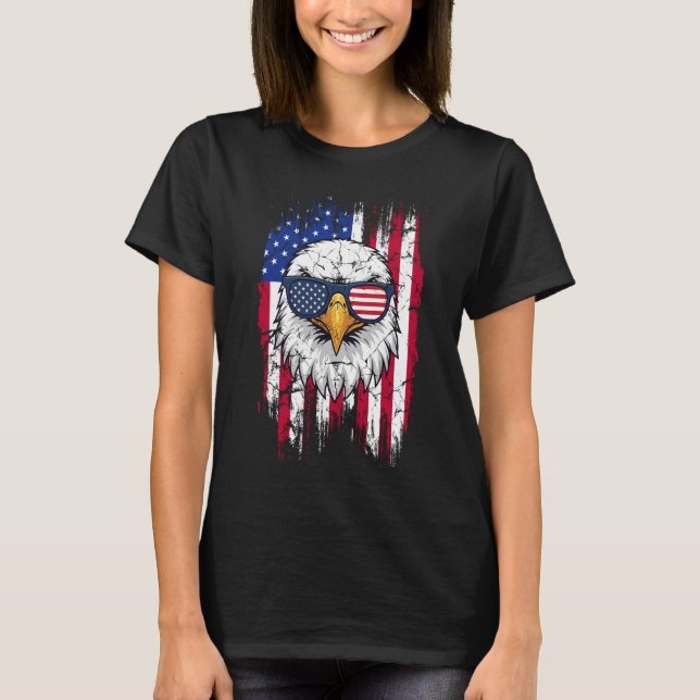 Camiseta USA Flag And American Bald Eagle Grunge (Anverso)