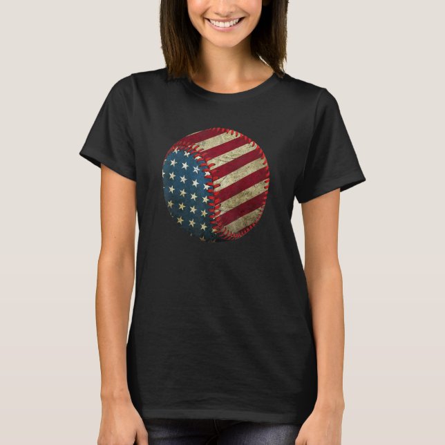 Camiseta USA Flag Baseball Ball Sports  & Players Internati (Anverso)