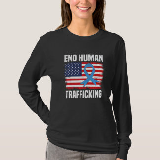 Camiseta usa flag blue ribbon for human trafficking Awarene