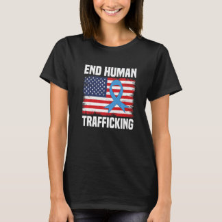 Camiseta usa flag blue ribbon for human trafficking Awarene