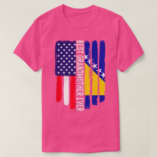 Camiseta USA Flag & Bosnia and Herzegovina Flag Best Grandm (Diseño del anverso)