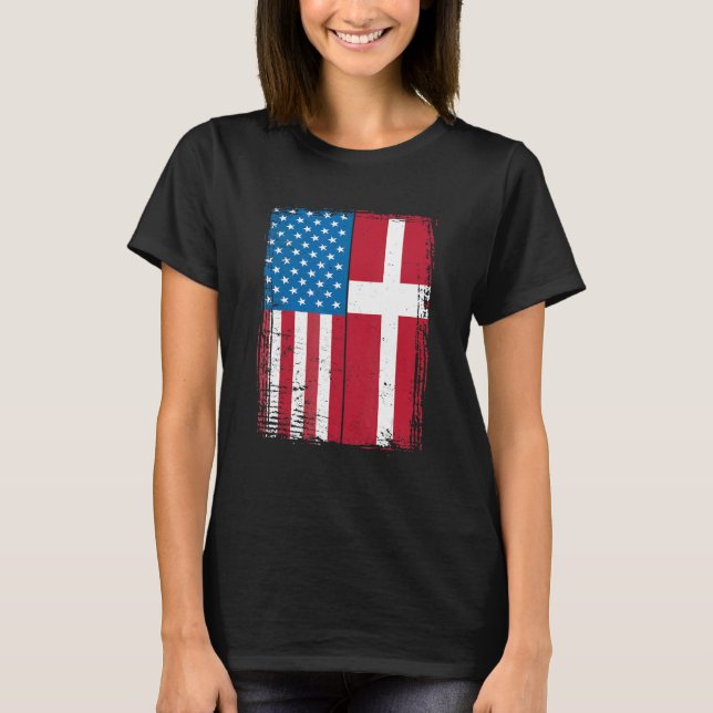 Camiseta USA Flag Denmark Danish (Anverso)