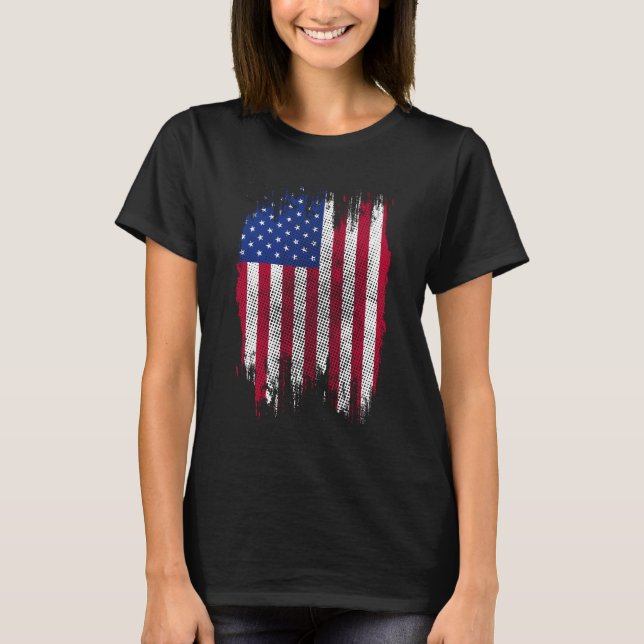 Camiseta USA Flag Distressed Halftone Design (Anverso)