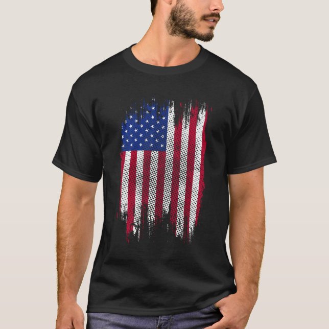 Camiseta USA Flag Distressed Halftone Design (Anverso)