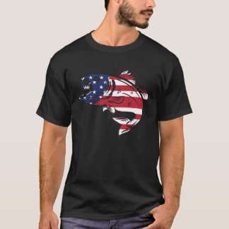 Camiseta USA Flag Fisher Trout aquatic Bait Pond saltwater 