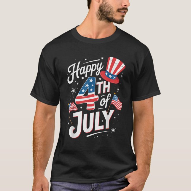 Camiseta USA Flag Funny Happy 4th Of July Outfits for Women (Anverso)
