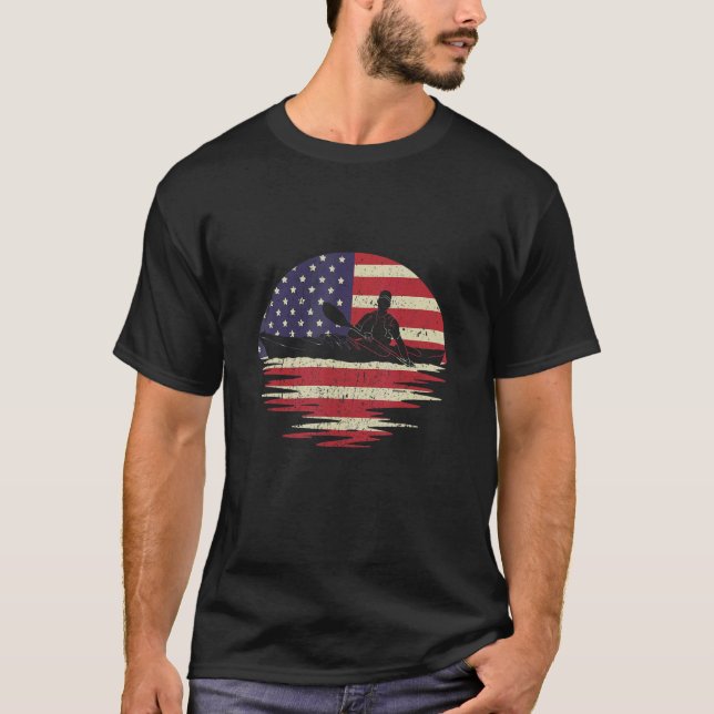 Camiseta USA Flag Patriotic American Kayaking Kayaker Canoe (Anverso)