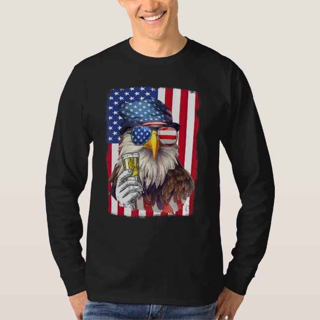 Camiseta USA Flag Patriotic Eagle Sunglasses 4th Of July Be (Anverso)