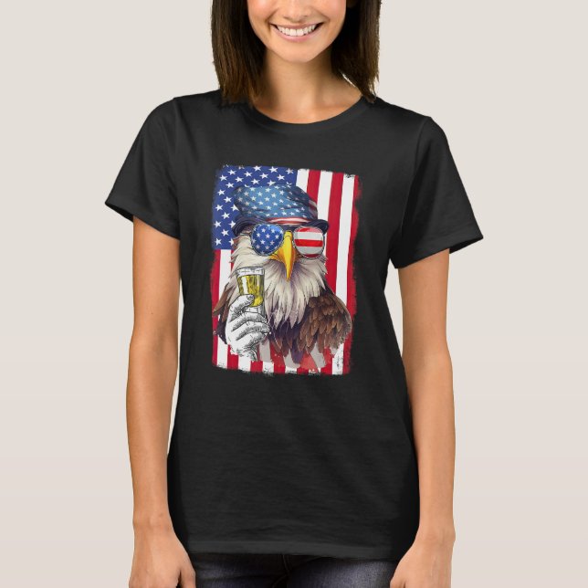 Camiseta USA Flag Patriotic Eagle Sunglasses 4th Of July Be (Anverso)