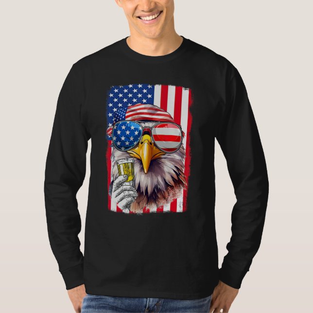 Camiseta USA Flag Patriotic Eagle Sunglasses 4th Of July Be (Anverso)