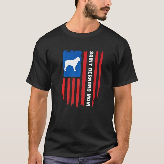 Camiseta USA flag Patriotic Saint Bernard Mom (Anverso)