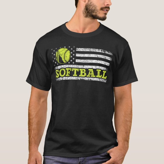 Camiseta USA Flag Patriotic Softball Player American Sport  (Anverso)