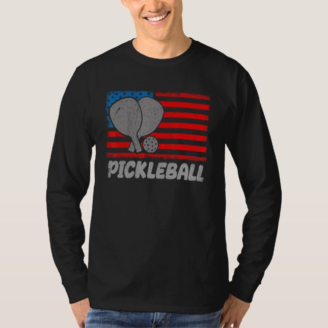 Camiseta USA Flag Pickleball Shirt Paddle Pickleball Player (Anverso)