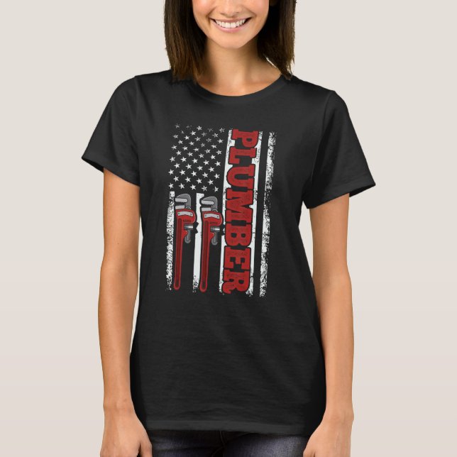 Camiseta Usa Flag Plumbing Tools American Patriotic Plumber (Anverso)