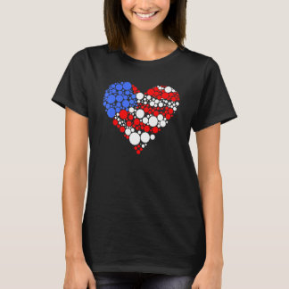 Camiseta USA Flag Red Blue White Polka Dot Heart Dot Day 20