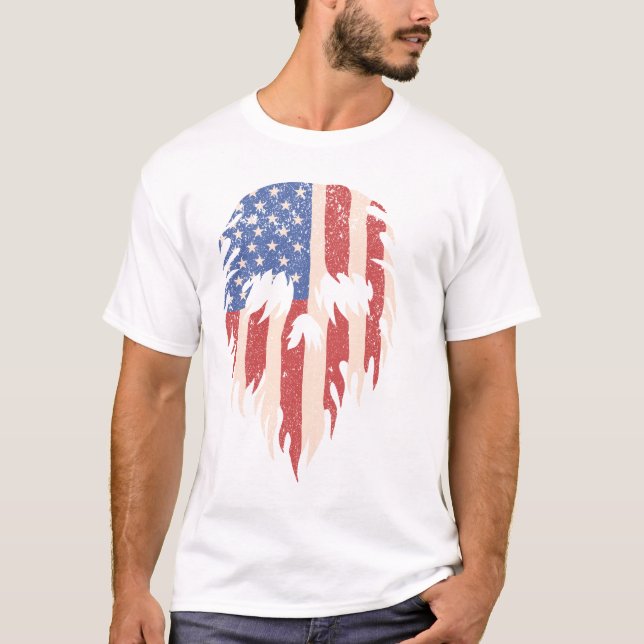 Camiseta USA Flag Skull Beard | Distressed Patriotic Design (Anverso)