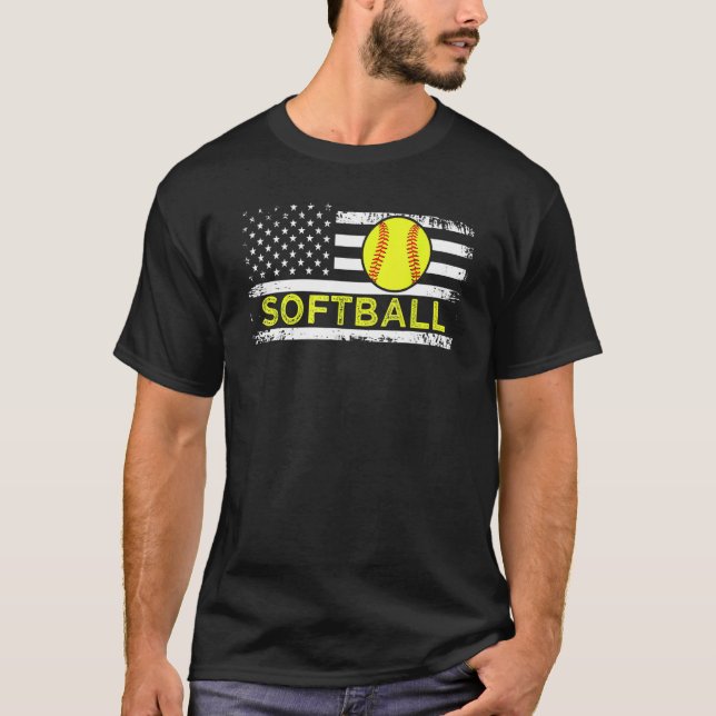 Camiseta USA Flag Softball American Patriot US Flag Softbal (Anverso)