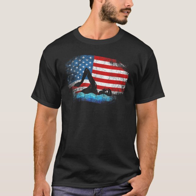 Camiseta USA Flag Swimmer Swimming Sport Athlete Swim Swimm (Anverso)