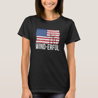 Camiseta USA Flagge Amerika Fahen Wind Erful Wind Turbine E