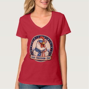 Camiseta USA Freedom 250 Pollo Patriótico Día de la Indepen