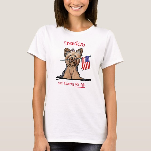 Camiseta USA Freedom Yorkie Terrier (Anverso)