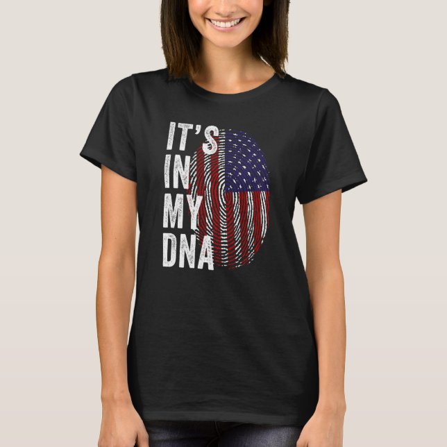 Camiseta USA It's In My DNA Cute American Fingerprint Ameri (Anverso)