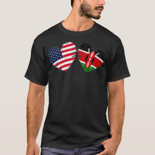 Camiseta USA Kenya Flag Heart Valentines Day Kenyan America