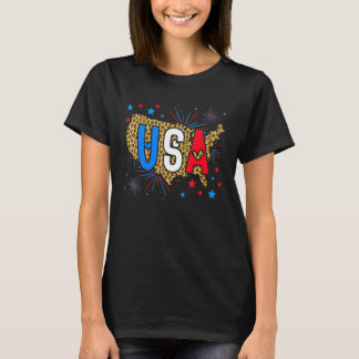 Camiseta Usa Leopard Map Perfect Women