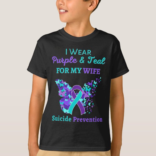 Camiseta Usa Morado Y Verde azulado Para Prevenir El Suicid (Anverso)