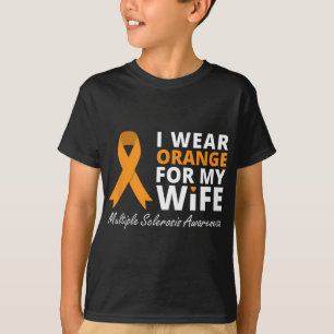 Camiseta Usa Naranja Para Mi Esposa Ms Awareness Ribbon