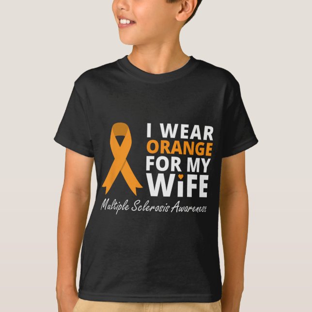 Camiseta Usa Naranja Para Mi Esposa Ms Awareness Ribbon (Anverso)