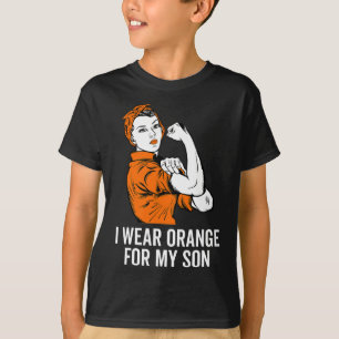 Camiseta Usa Naranja Para Mi Hijo Leucemia Awareness Mes Gi
