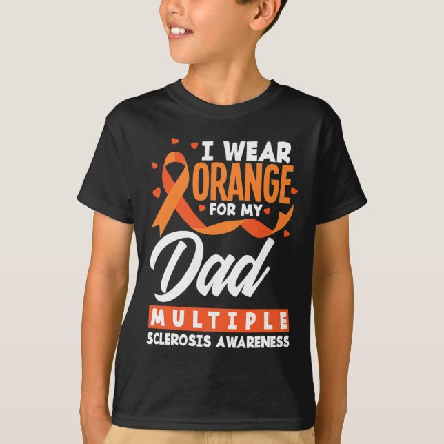 Camiseta Usa Naranja Para Mi Papá Señora Papá Esclerosis Mú (Anverso)