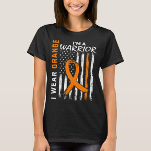 Camiseta Usa Naranja Ribbon Leukemia Cáncer Guerrero Awaren