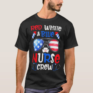 Camiseta Usa Patriotic American Flag Glasses Nurse Crew