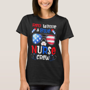Camiseta Usa Patriotic American Flag Glasses Nurse Crew