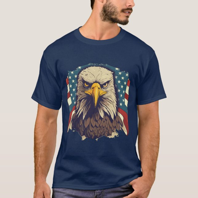 Camiseta USA Patriotic Eagle American Flag 4th of July Tee (Anverso)