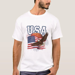 Camiseta USA Patriotic Eagle with Mars Red Planet Design
